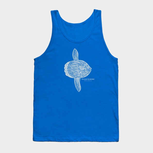 Ocean Sunfish or Mola with Common and Latin Names - fish drawing Tank Top by Green Paladin